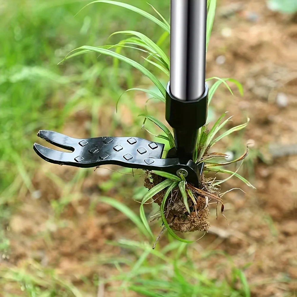 Stainless Steel Weed Puller Stainless Steel Manual Weed Puller Tool | No-Bend Standing Design with Ergonomic Handle for Efficient Root Removal, Garden & Lawn Care, Durable Yard Maintenance Tool