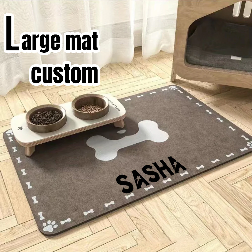 Personalized Super Absorbent Dog Food Mat with Name - Customizable Pet Placemat, Rubber & Diatom Mud Material, Ideal for Dogs, Dog Food Mat | Custom Placemat | Rubber Mud Ma