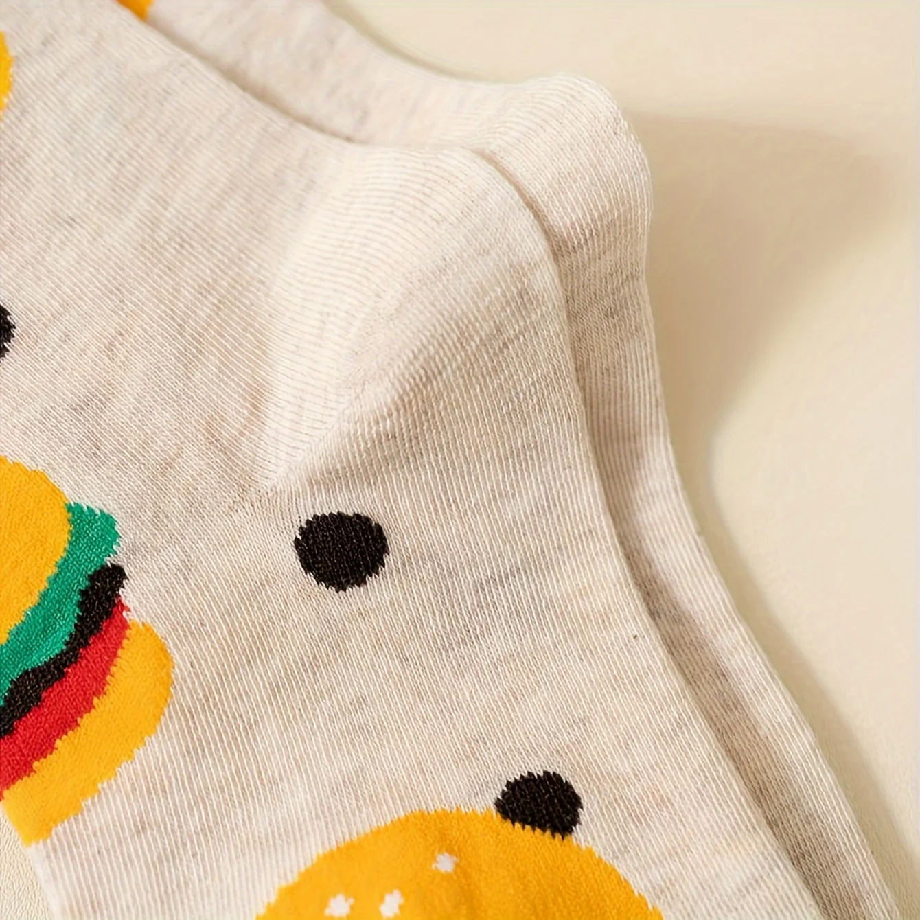 10-Pack Burger & Fries Cartoon Crew Socks - Playful Fast Food Print with Polka Dots & Green Dots - Unisex Comfort for Casual Attire, Travel, Sports - Fun College Style Essentials, Travel Accessories | Whimsical Sock Design, Funny Socks